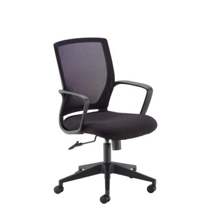 2026 D P347 - JONAS - MESH BACK OPERATOR SEATING - FIXED ARMS - BLACK MESH AND FABRIC
